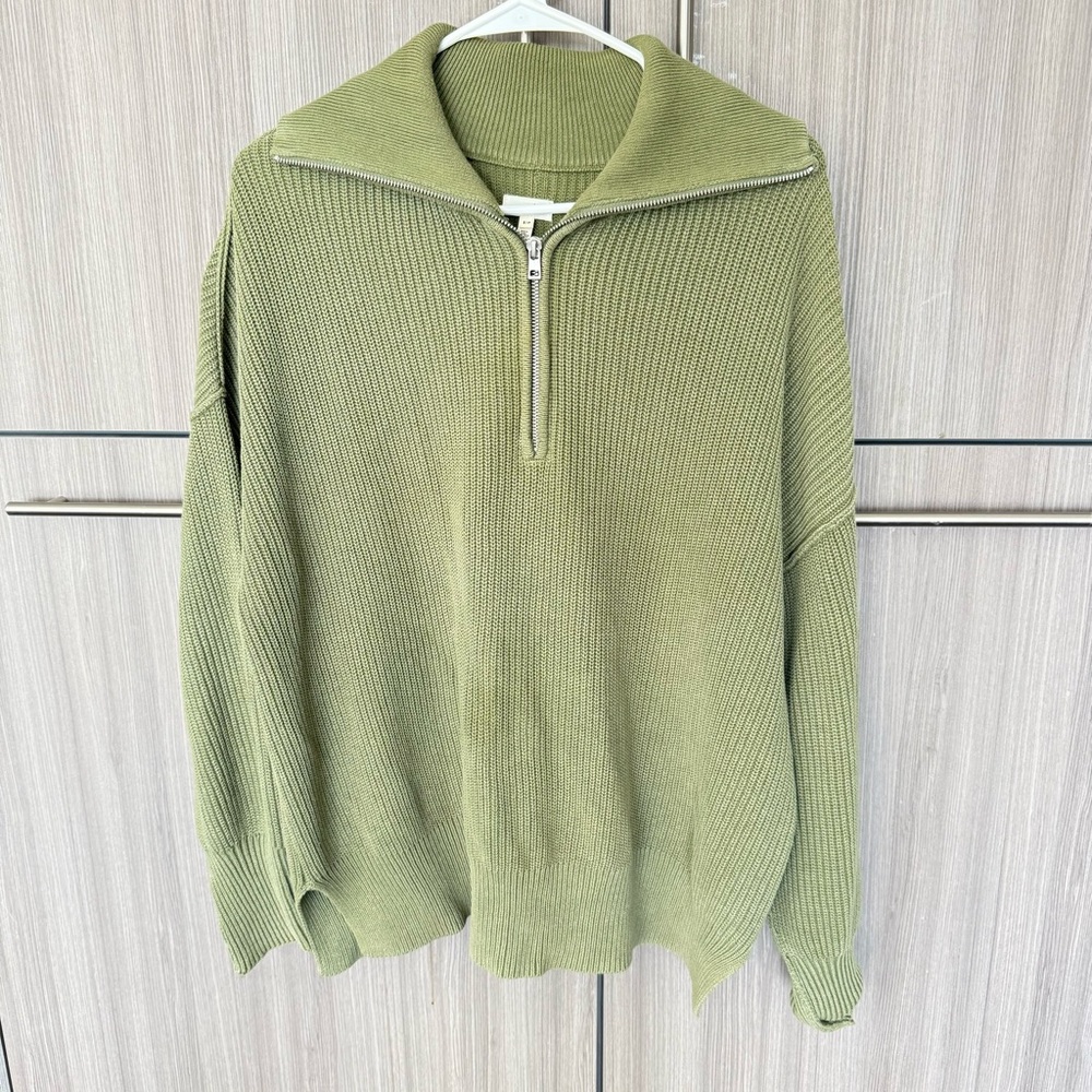 Olive Green Half-Zip women’s Sweater